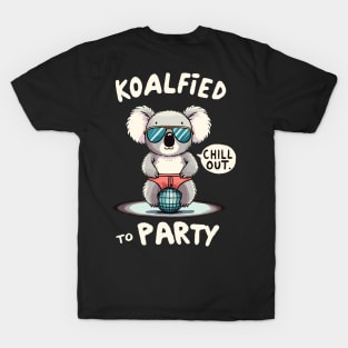 TestKoalified to Party Disco Koala (Back Print) T-Shirt